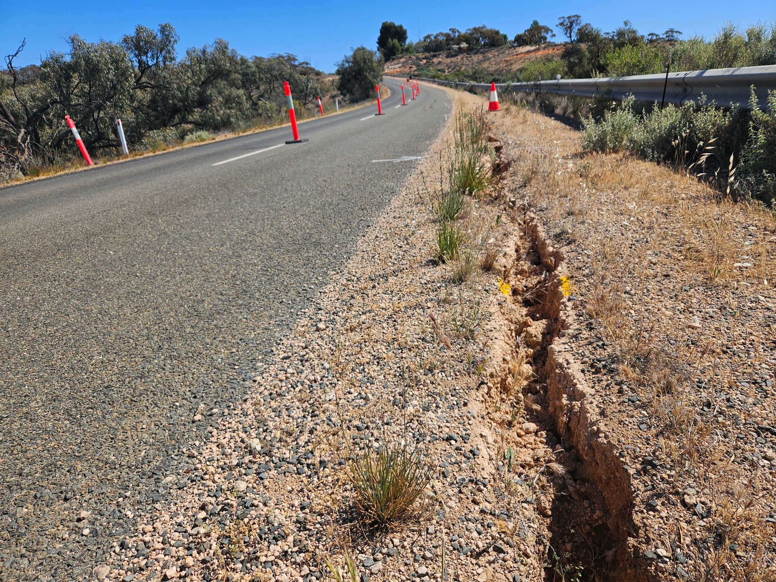 Large cracks appeared in Lyrup Road following the 2022/23 flood. 